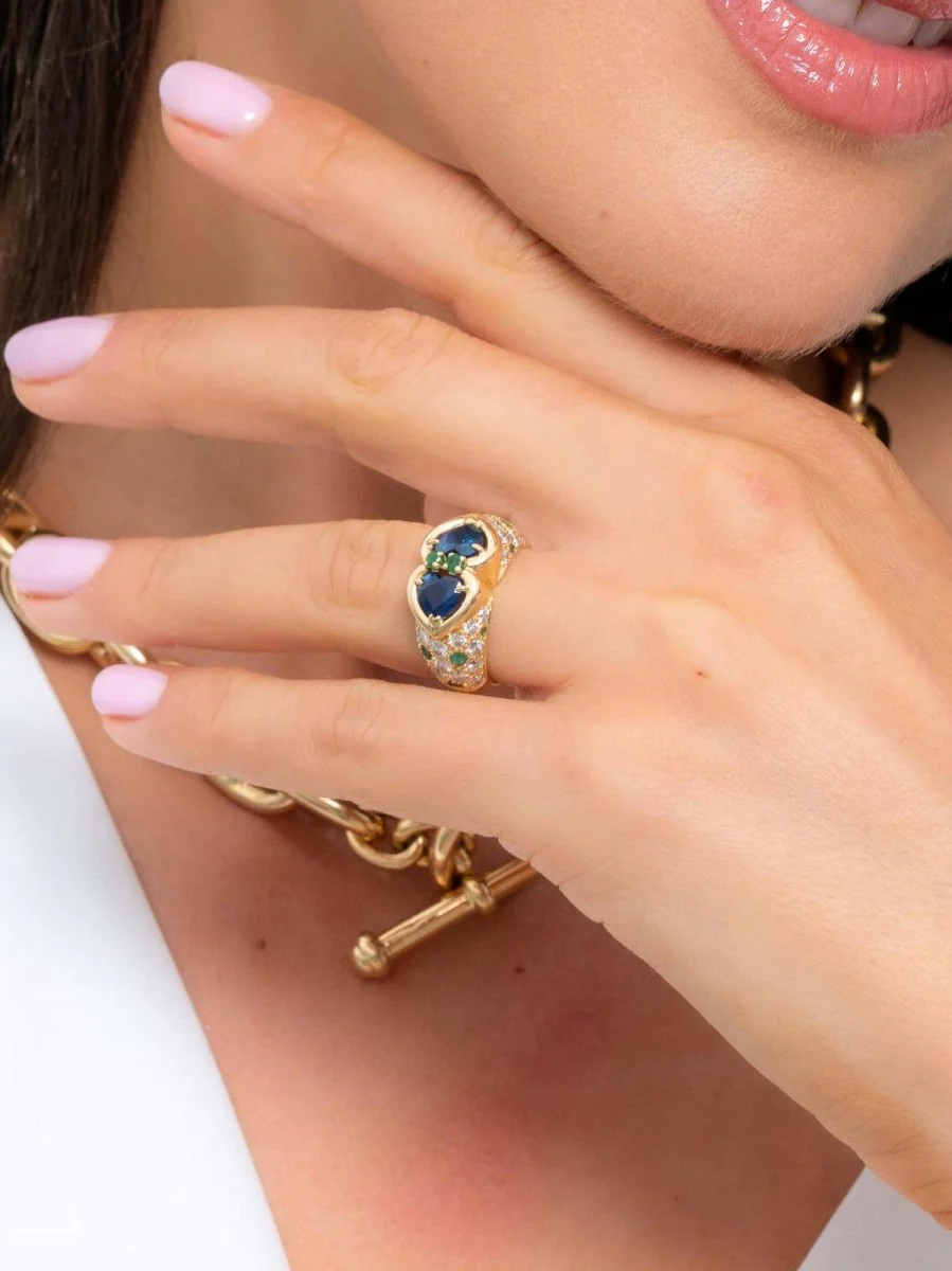 Bague Or jaune Saphir - Image 8