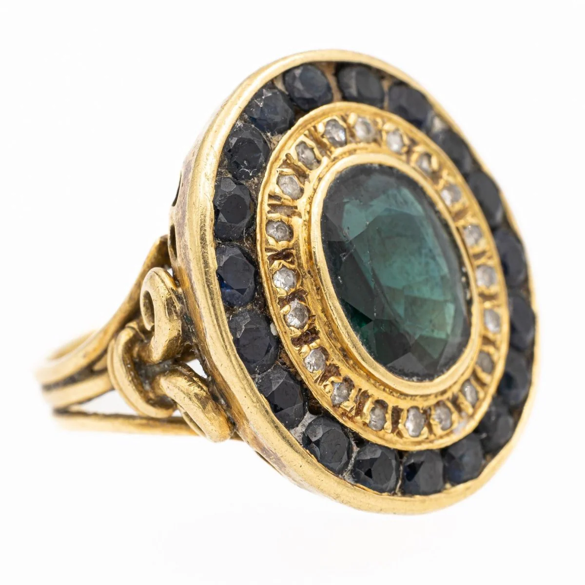 Bague en or jaune, saphir et diamants - Image 7