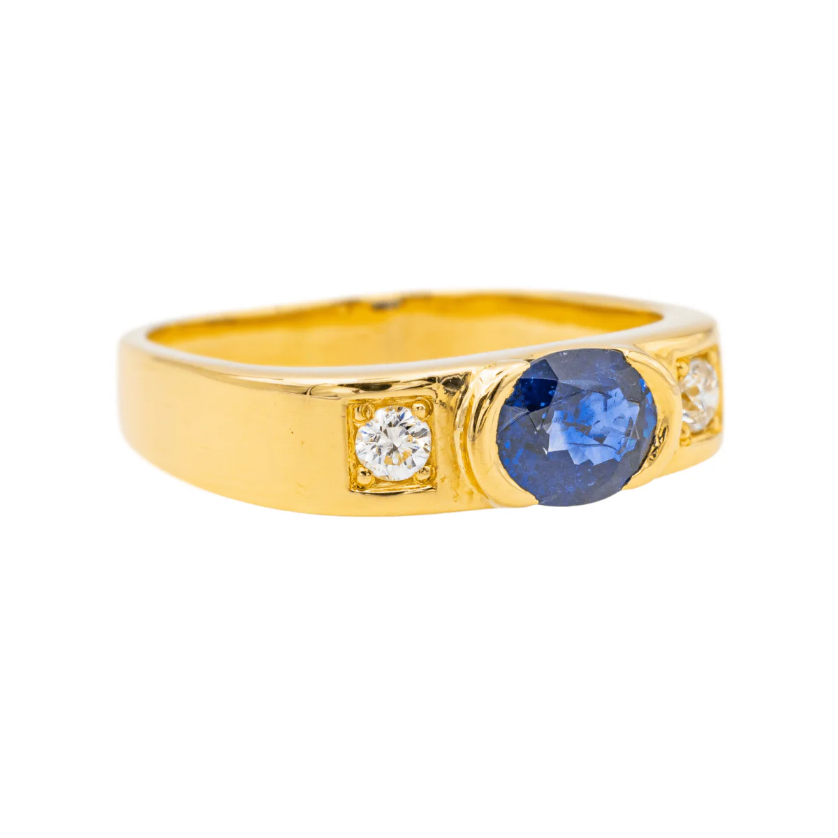 Bague en or jaune, saphir et diamants - Image 6