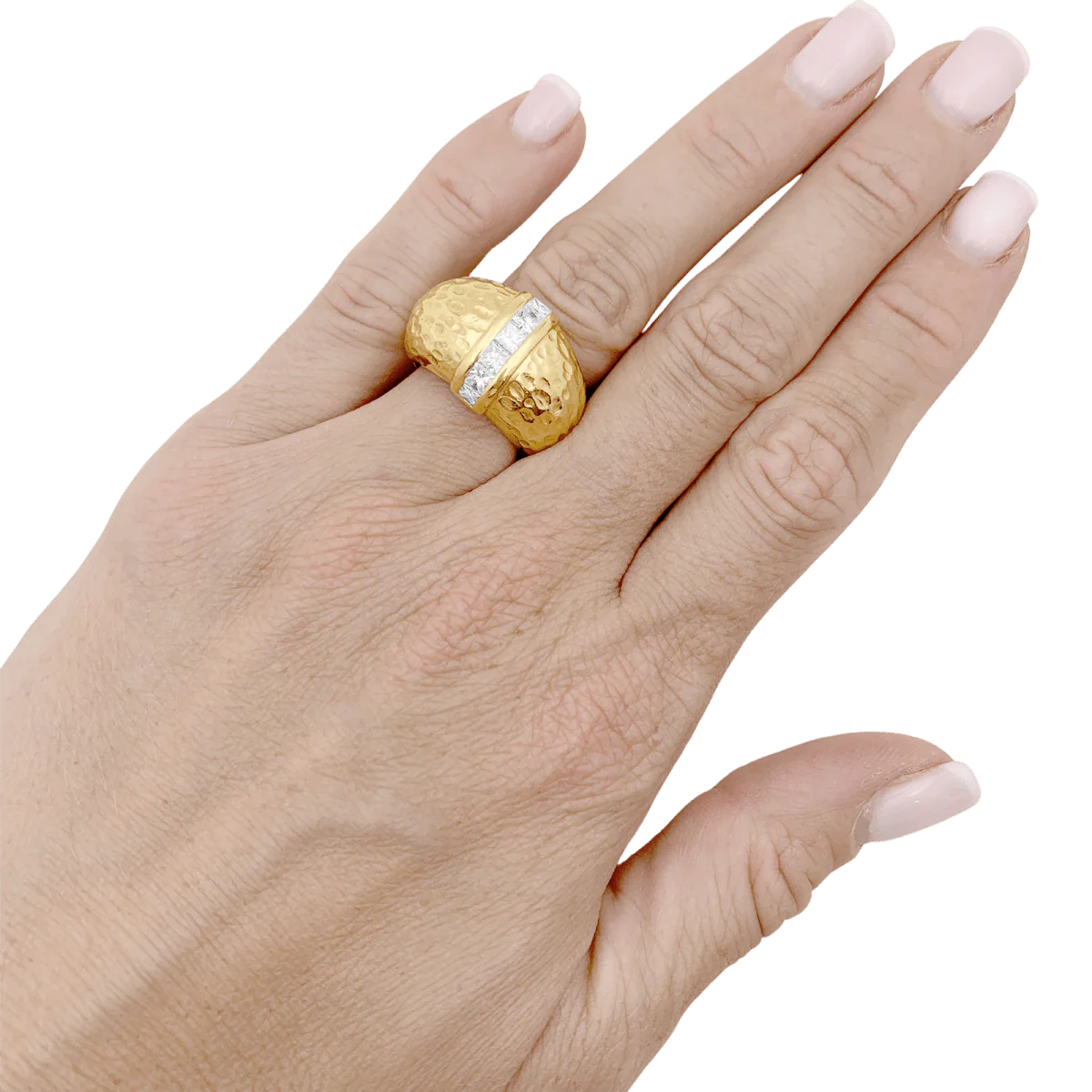 Bague Jonc or jaune et diamants - Image 2