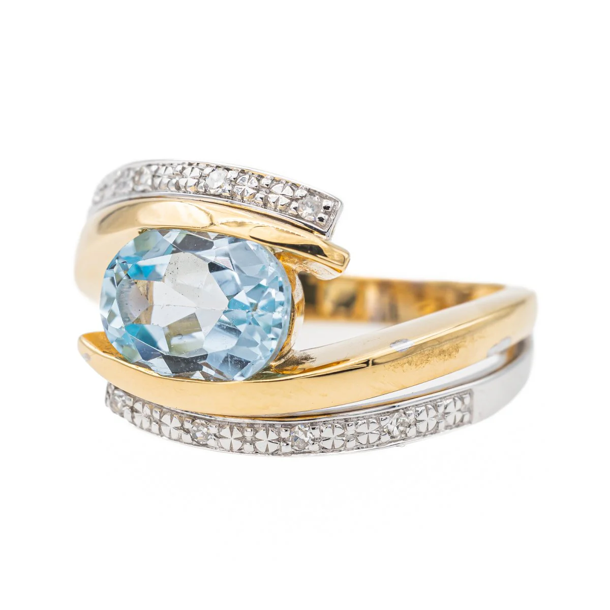 Bague en or blanc, or jaune, topaze et diamants - Image 3