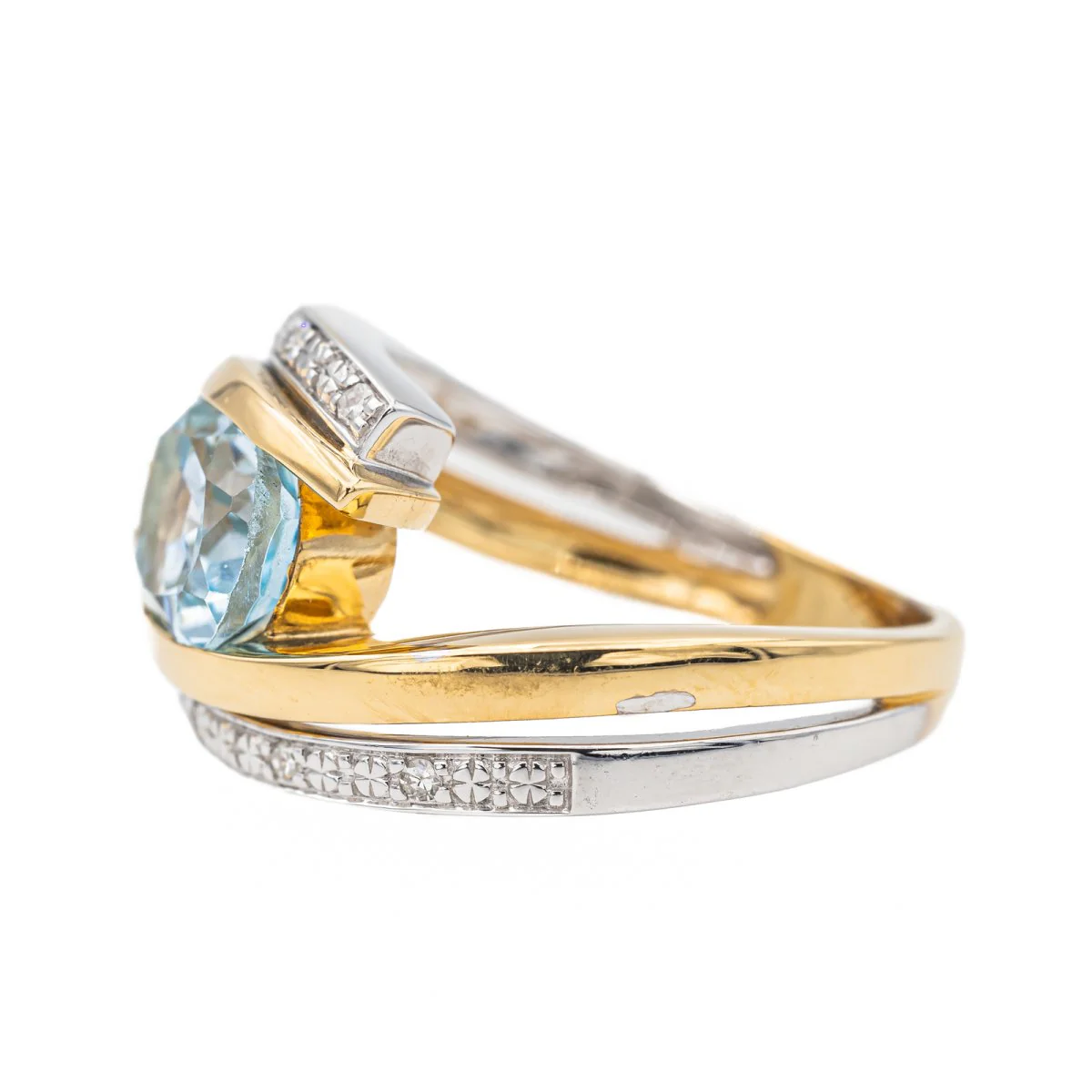 Bague en or blanc, or jaune, topaze et diamants - Image 4