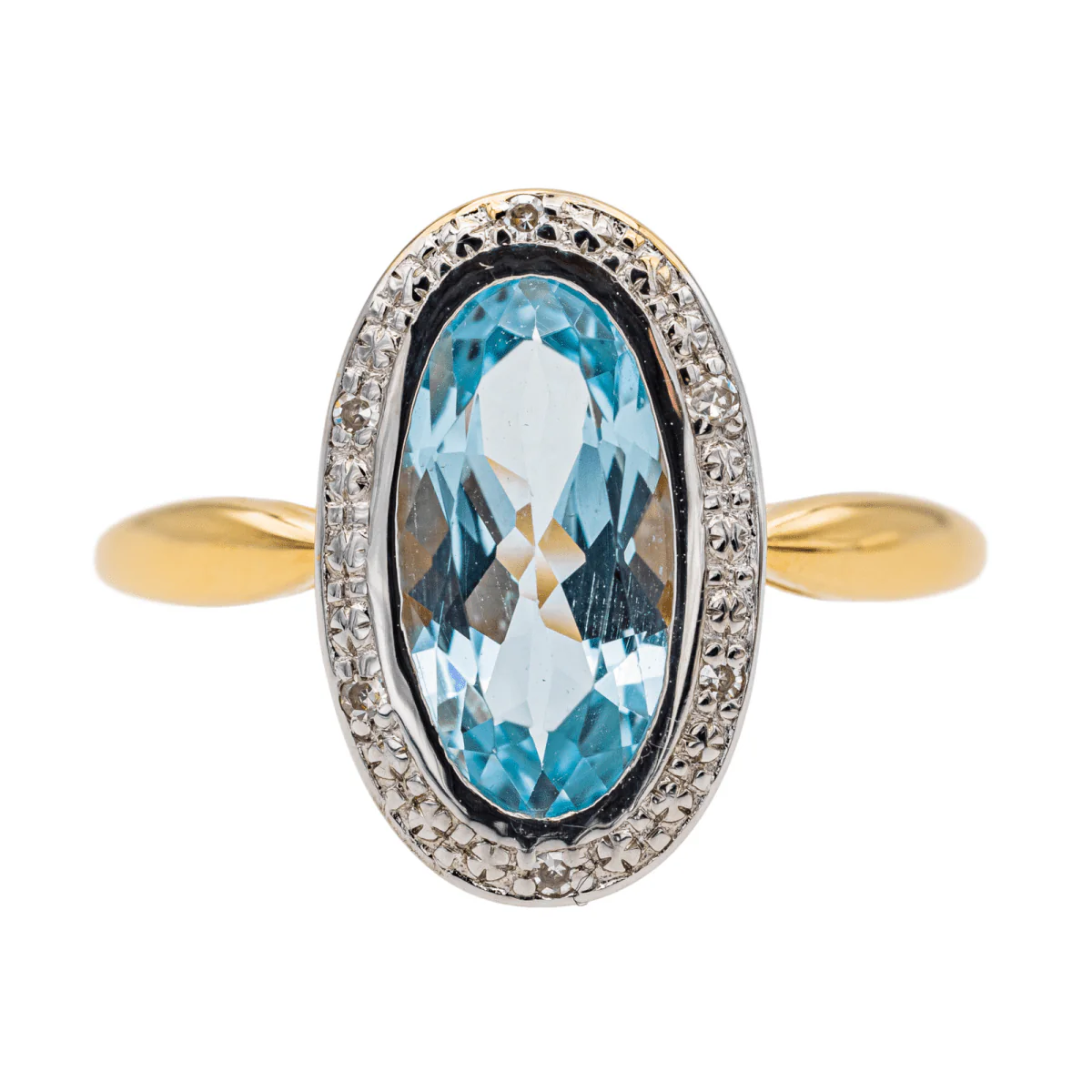 Bague en or jaune, topaze et diamants
