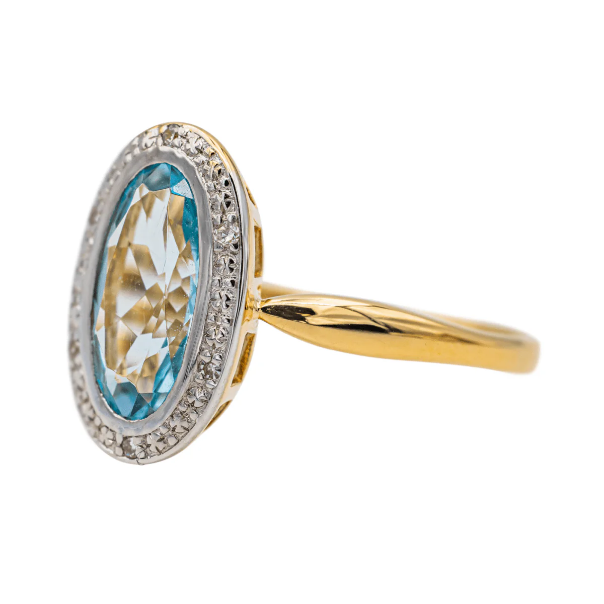 Bague en or jaune, topaze et diamants - Image 3