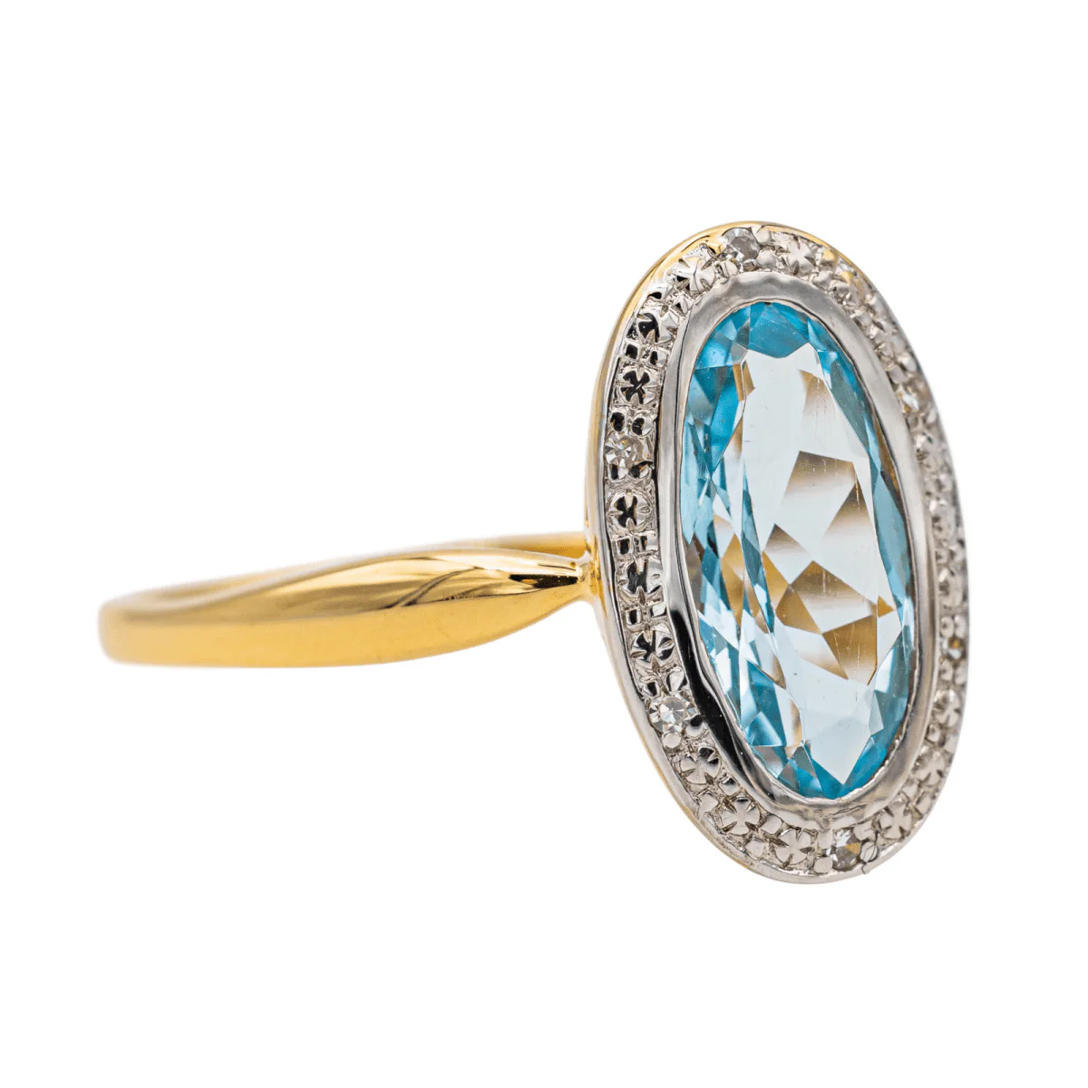 Bague en or jaune, topaze et diamants - Image 5