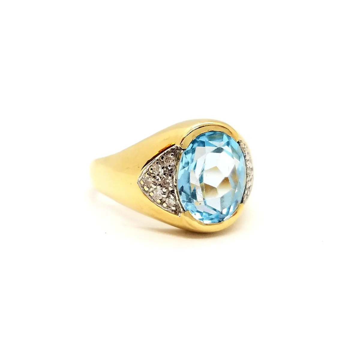 Bague Cocktail en or jaune, topaze et diamant - Image 2