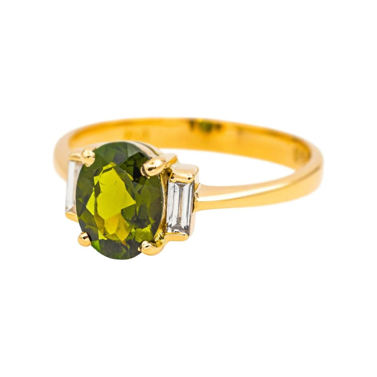 Bague Trilogie en or jaune, tourmaline et diamants - Image 3