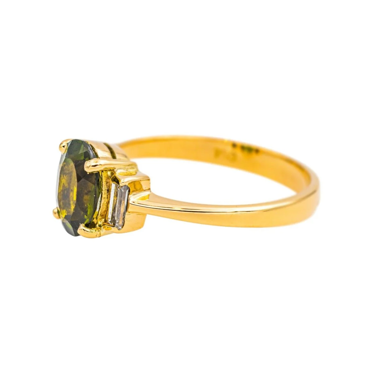 Bague Trilogie en or jaune, tourmaline et diamants - Image 4