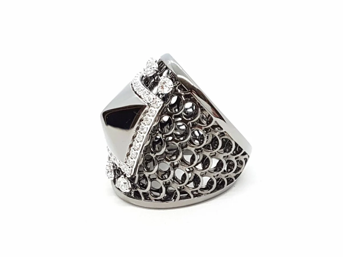 Bague Or noir Diamant - Image 12