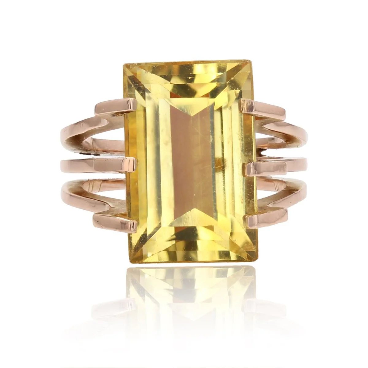 Bague Cocktail en or rose et citrine