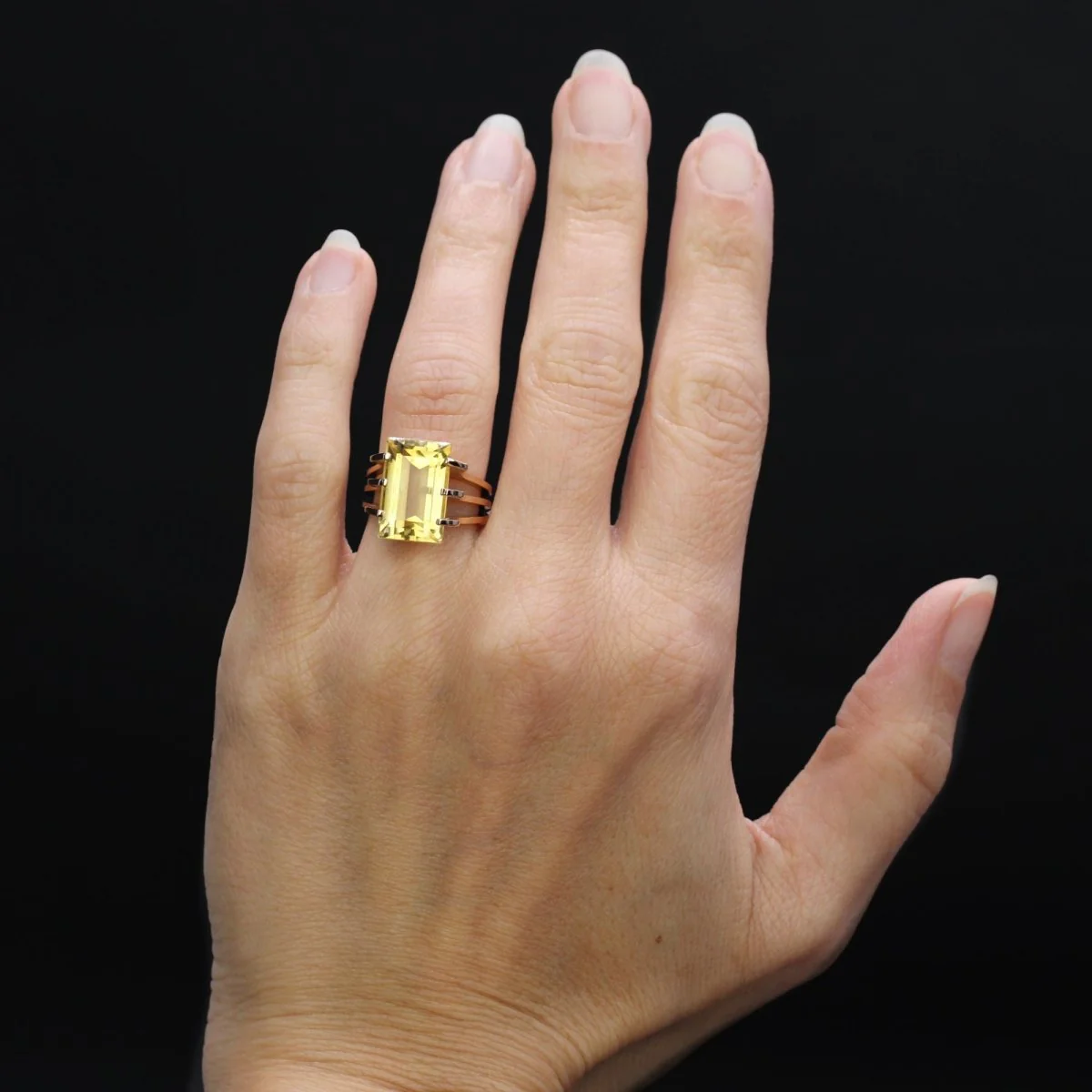 Bague Cocktail en or rose et citrine - Image 2