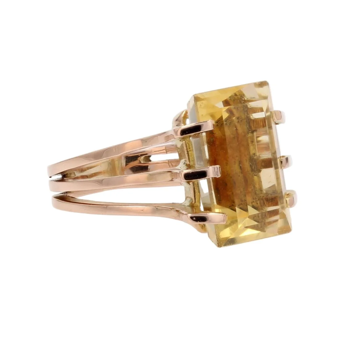 Bague Cocktail en or rose et citrine - Image 5