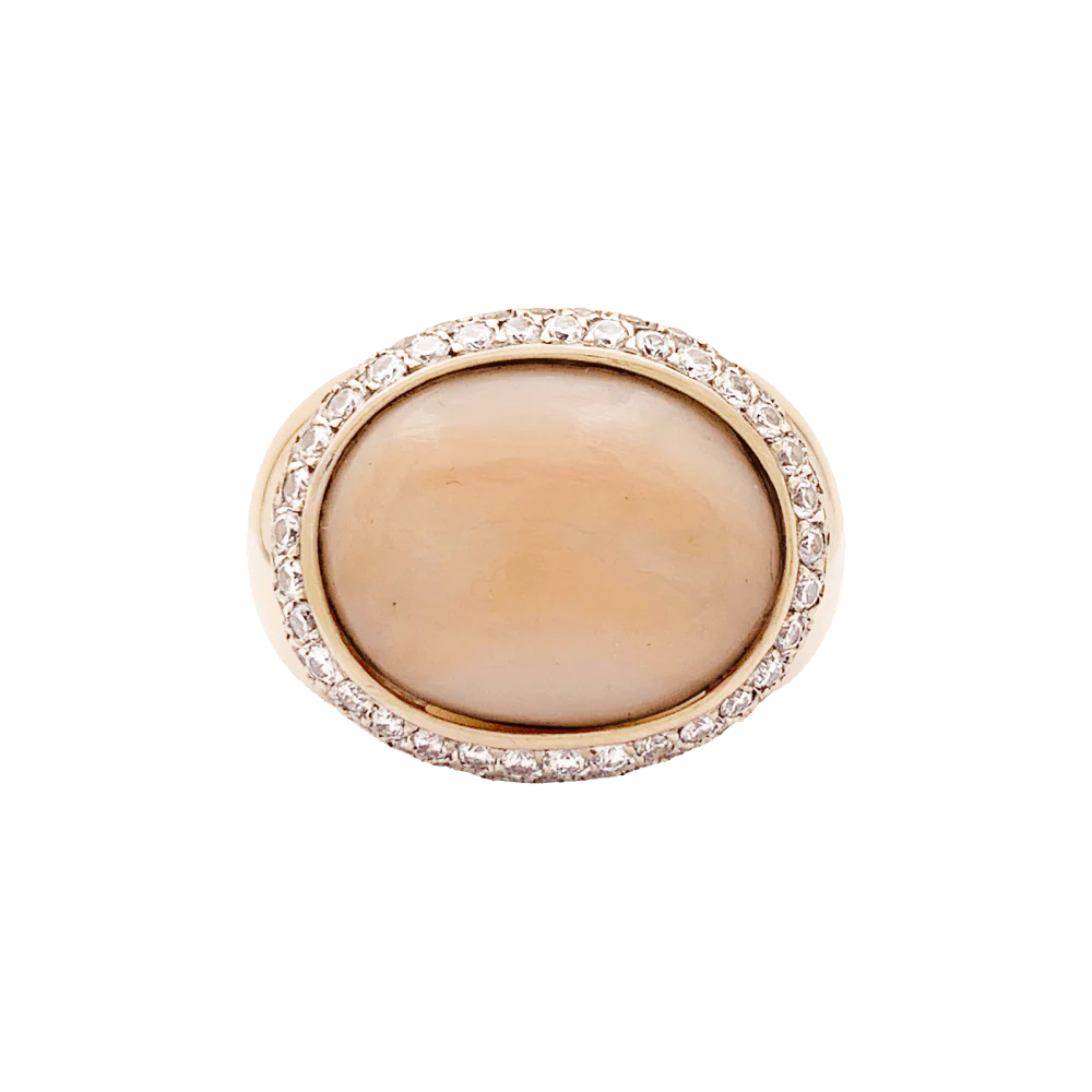 Bague Cocktail en or rose, corail et diamants