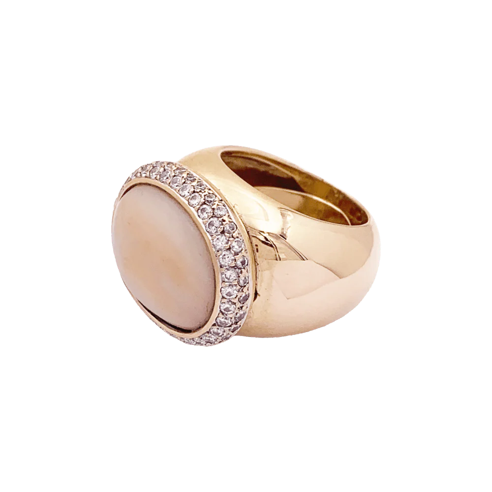 Bague Cocktail en or rose, corail et diamants - Image 3