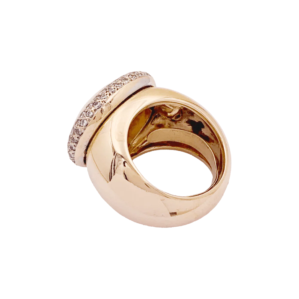 Bague Cocktail en or rose, corail et diamants - Image 4