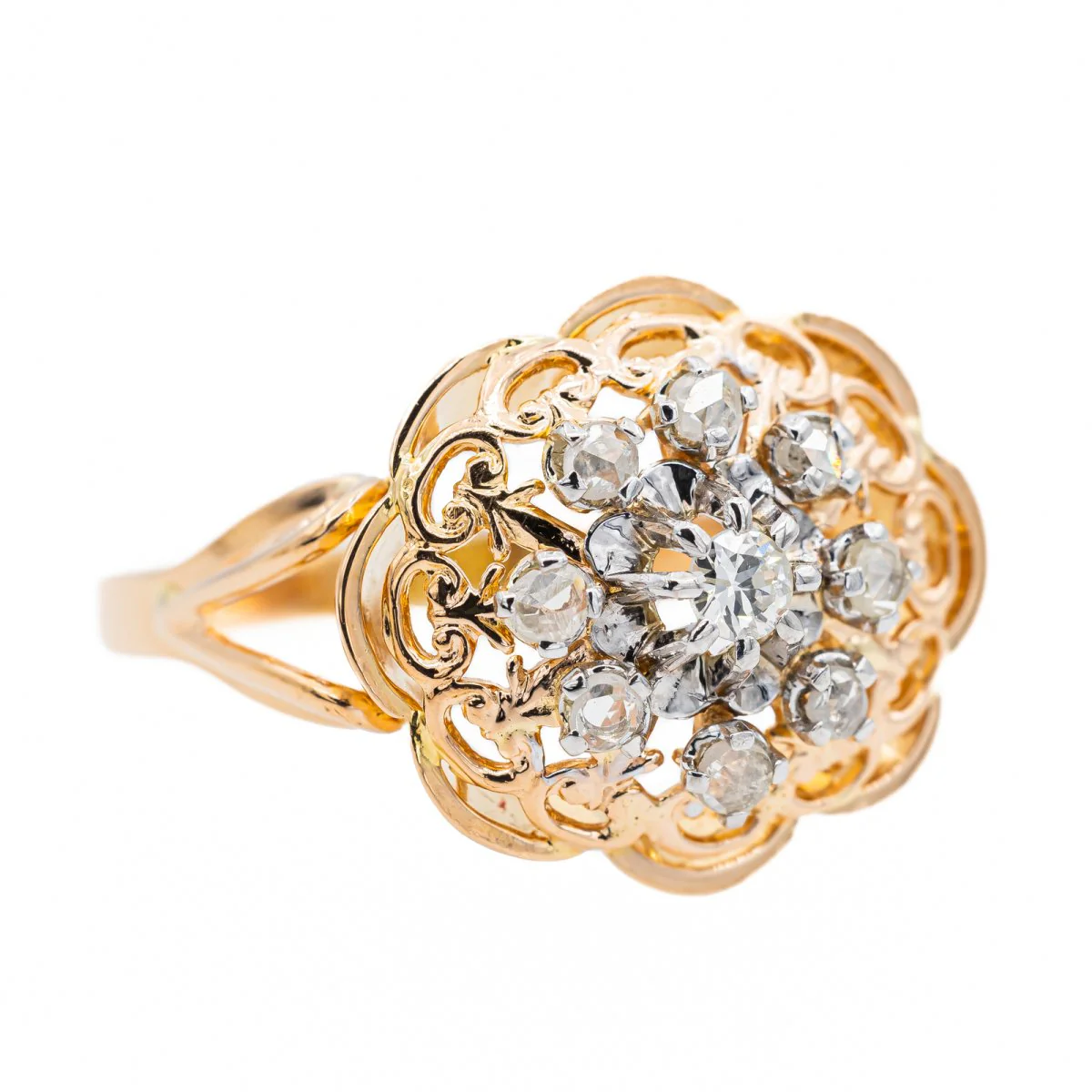 Bague en or rose, platine et diamant - Image 6