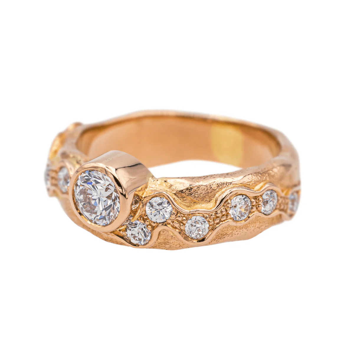 Bague en or rose et diamants - Image 3