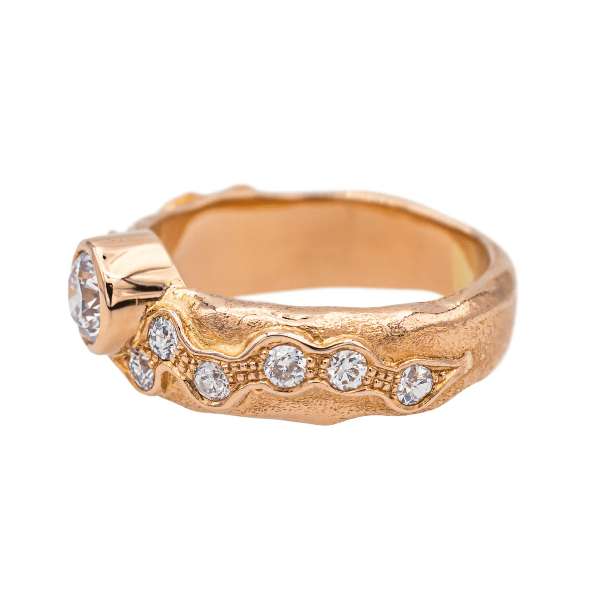 Bague en or rose et diamants - Image 4