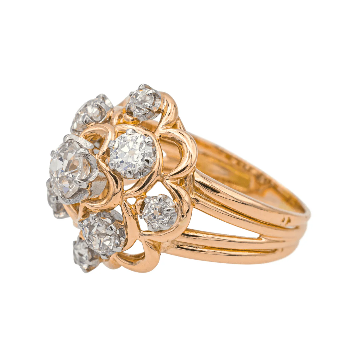 Bague Marguerite en or rose et diamants - Image 4