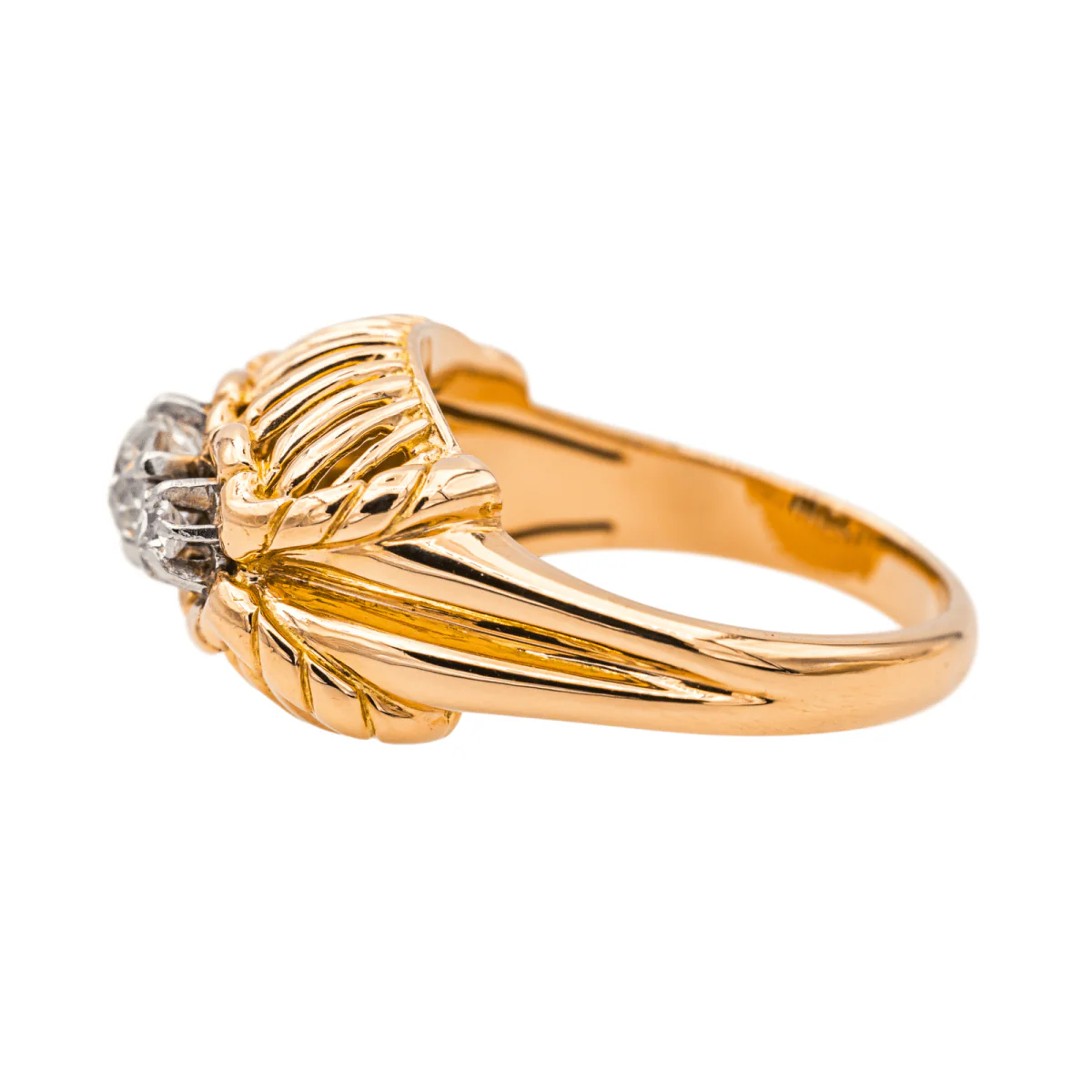 Bague Dôme en or jaune, platine et diamants - Image 4