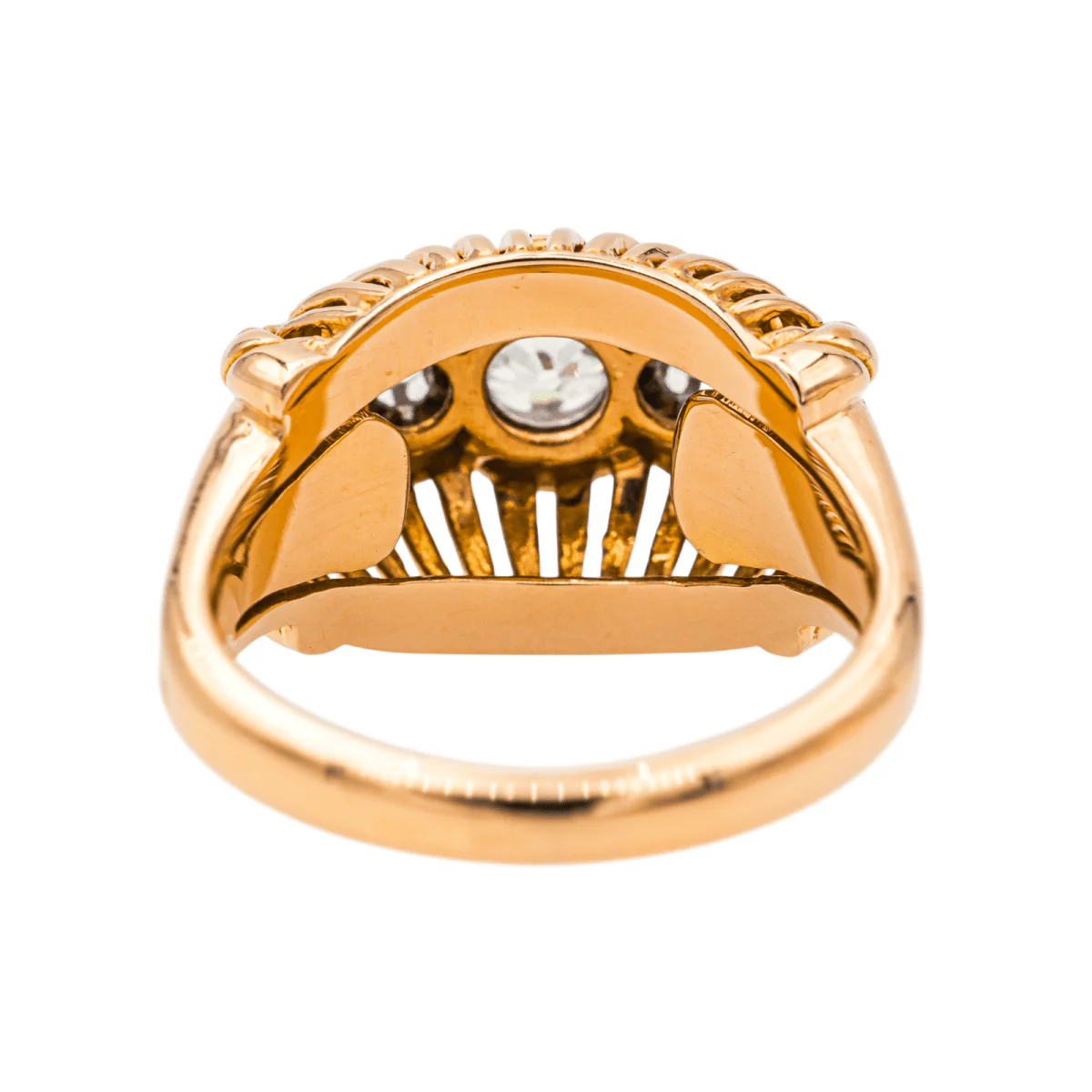 Bague Dôme en or jaune, platine et diamants - Image 5