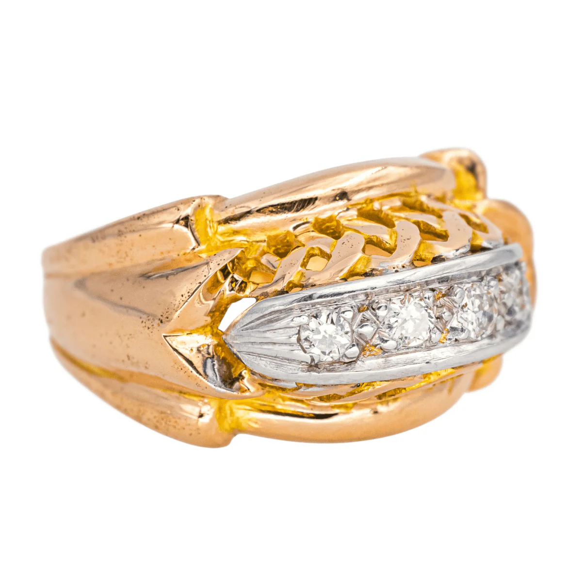 Bague Tank en or rose, platine et diamants - Image 7