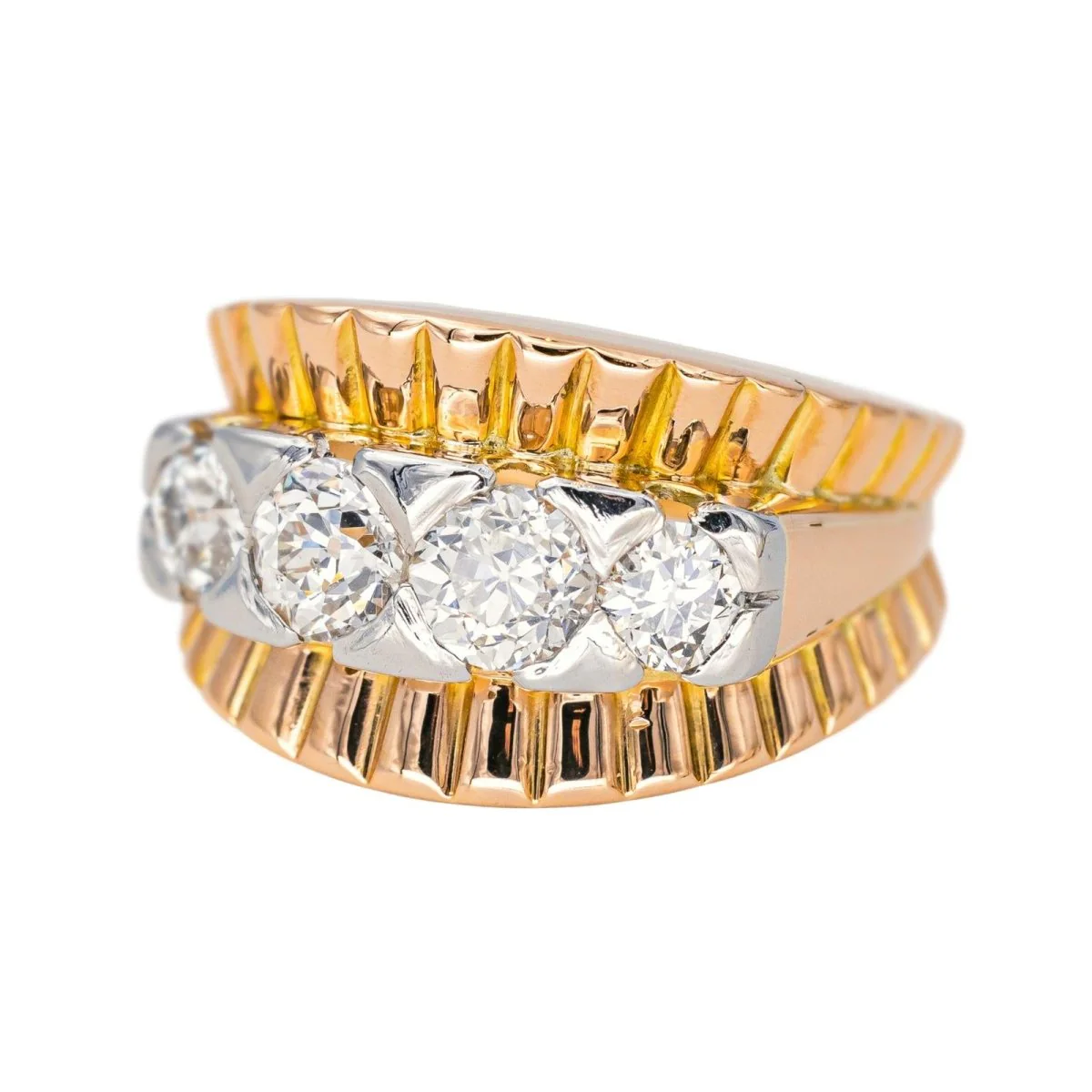 Bague Pavée en or blanc, or rose et diamants - Image 3