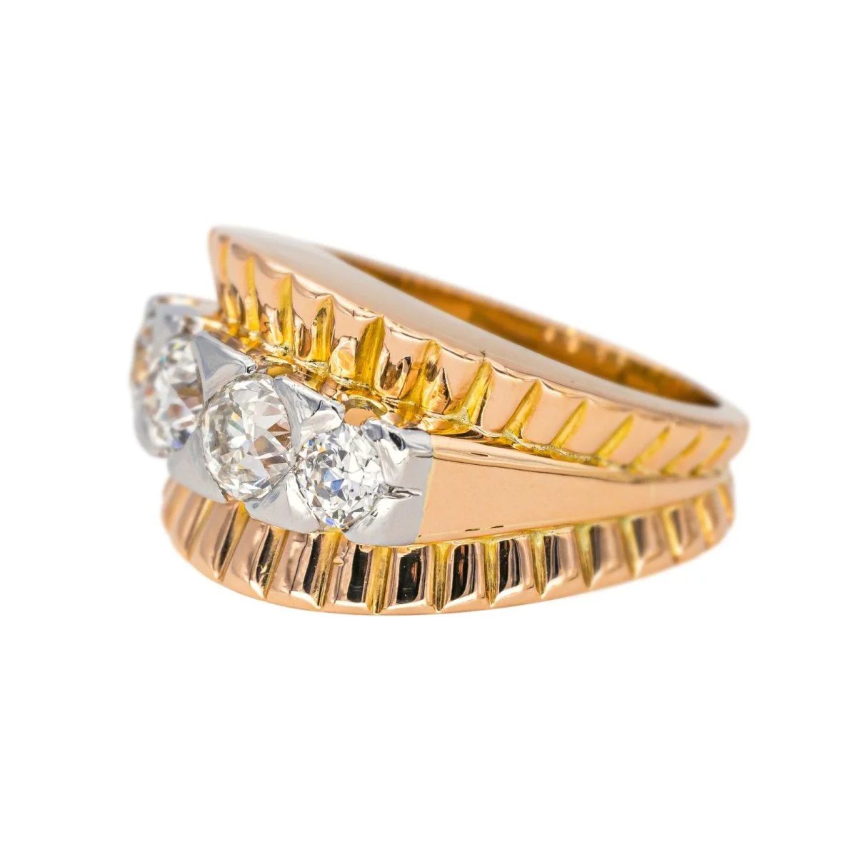 Bague Pavée en or blanc, or rose et diamants - Image 4