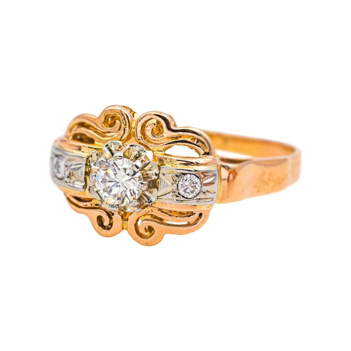 Bague Trilogie en or rose, or blanc et diamants - Image 3