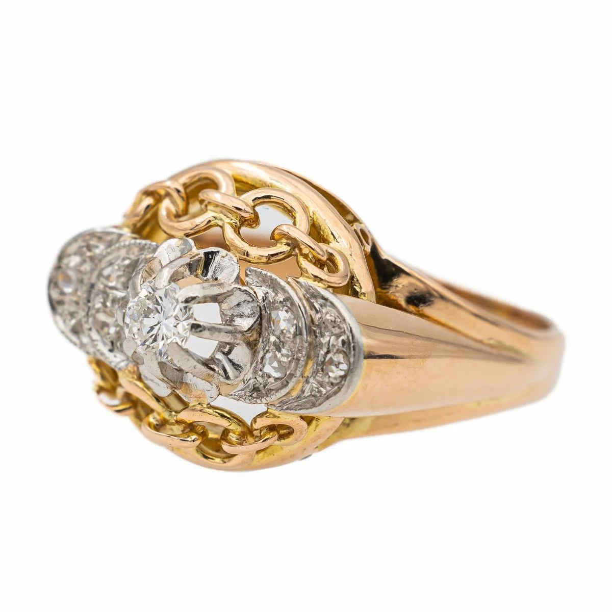 Bague en or rose et diamant - Image 3