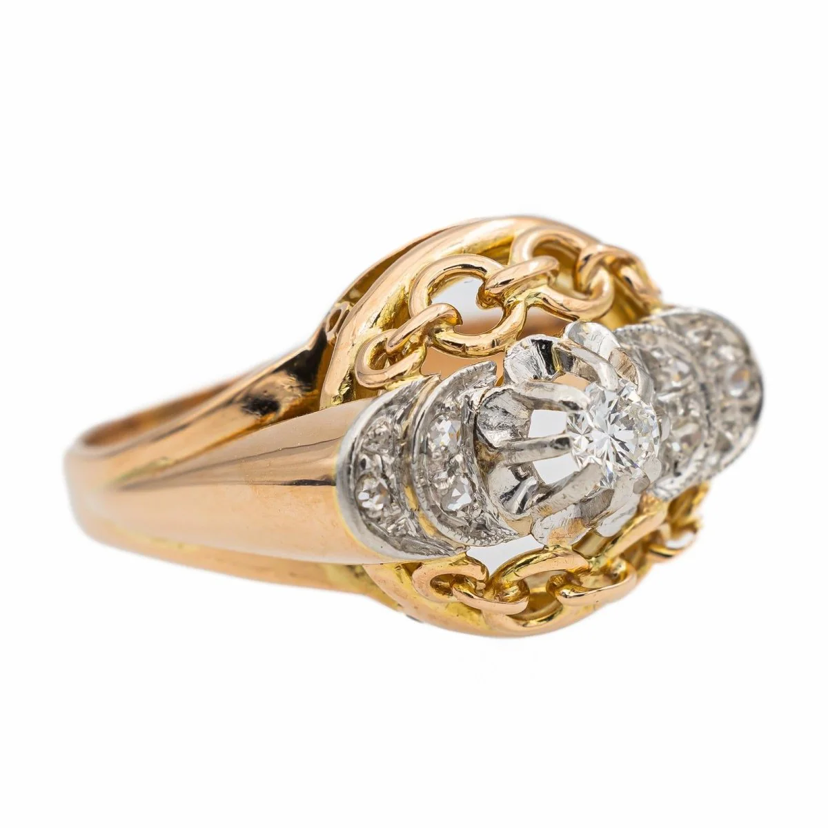 Bague en or rose et diamant - Image 7
