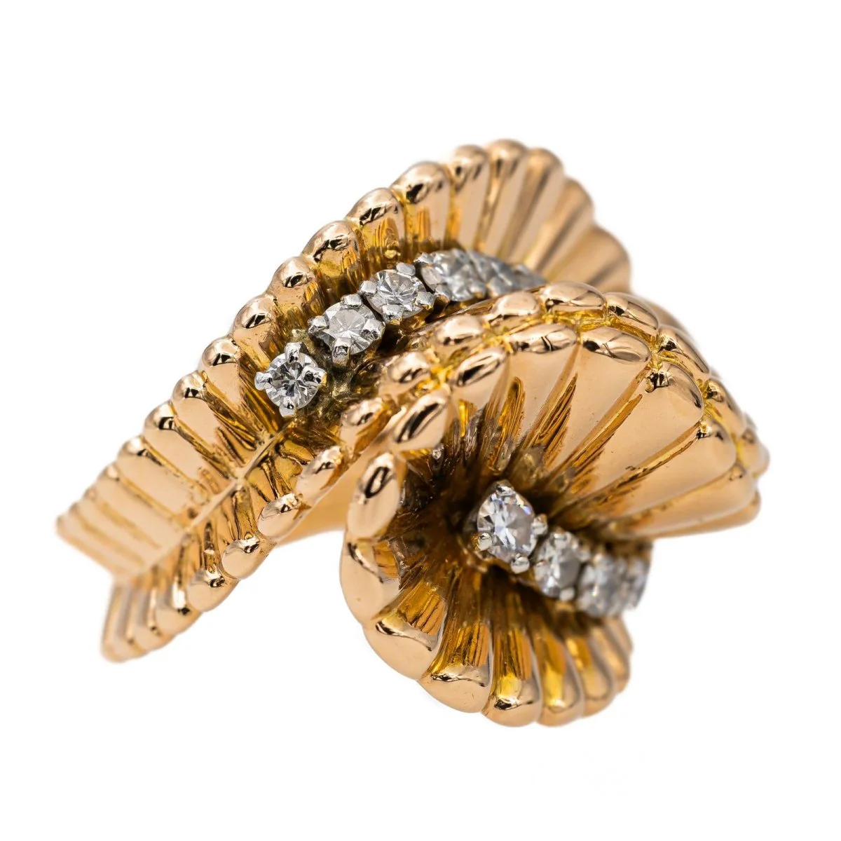 Bague volutes en or rose et diamants - Image 3