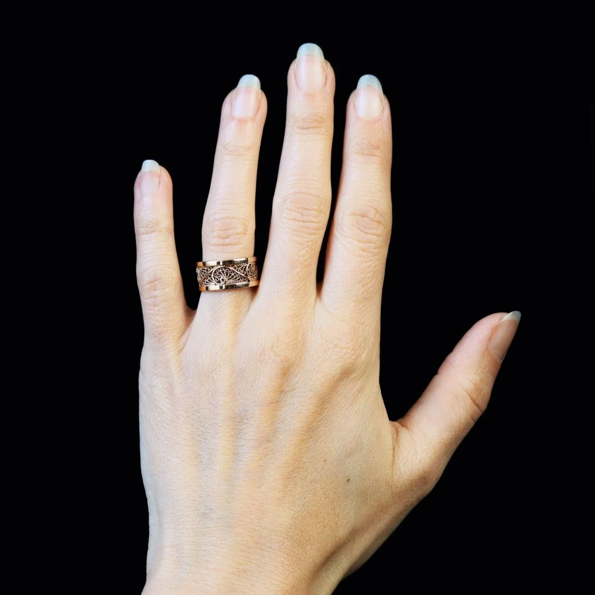 Bague Bandeau en or rose - Image 2