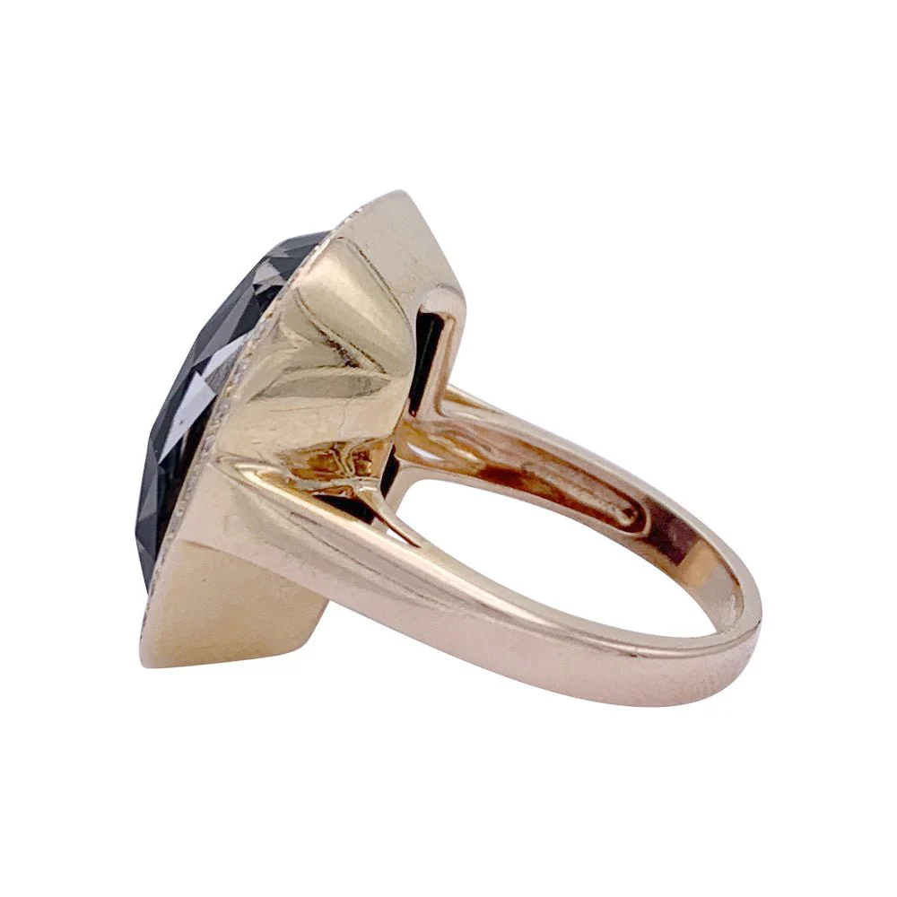 Bague or rose, hématite, quartz, diamants. - Image 5