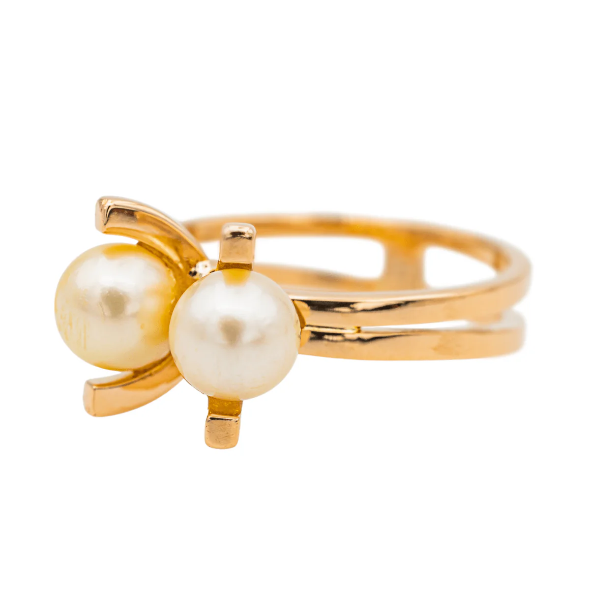 Bague en or rose et perles - Image 3
