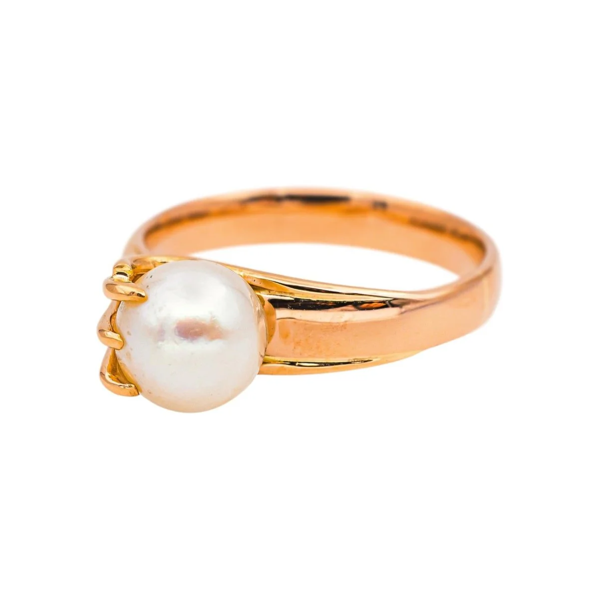 Bague Solitaire en or rose et perle - Image 3
