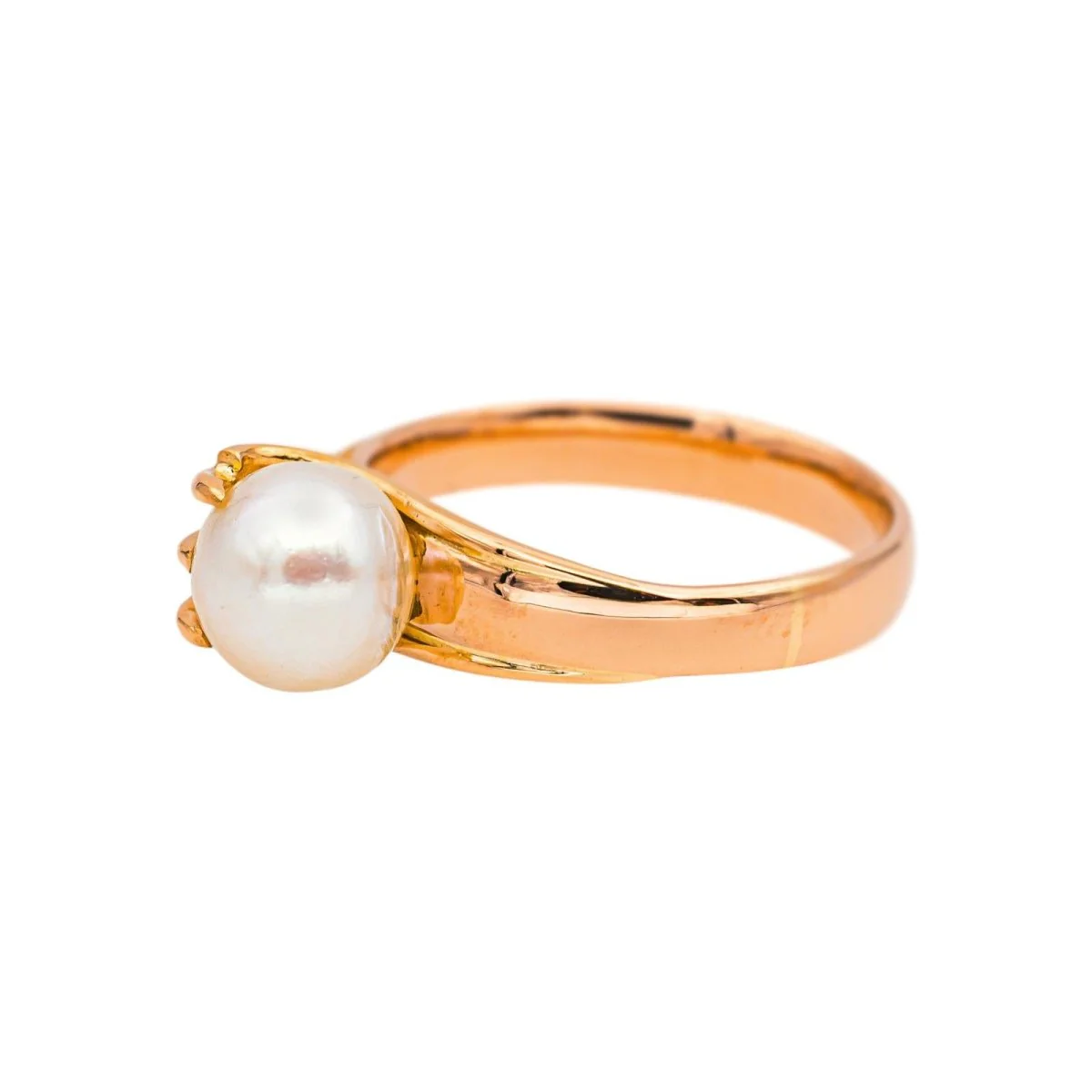 Bague Solitaire en or rose et perle - Image 4