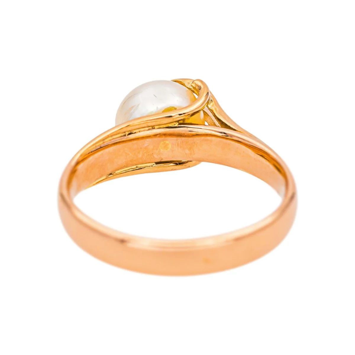 Bague Solitaire en or rose et perle - Image 5
