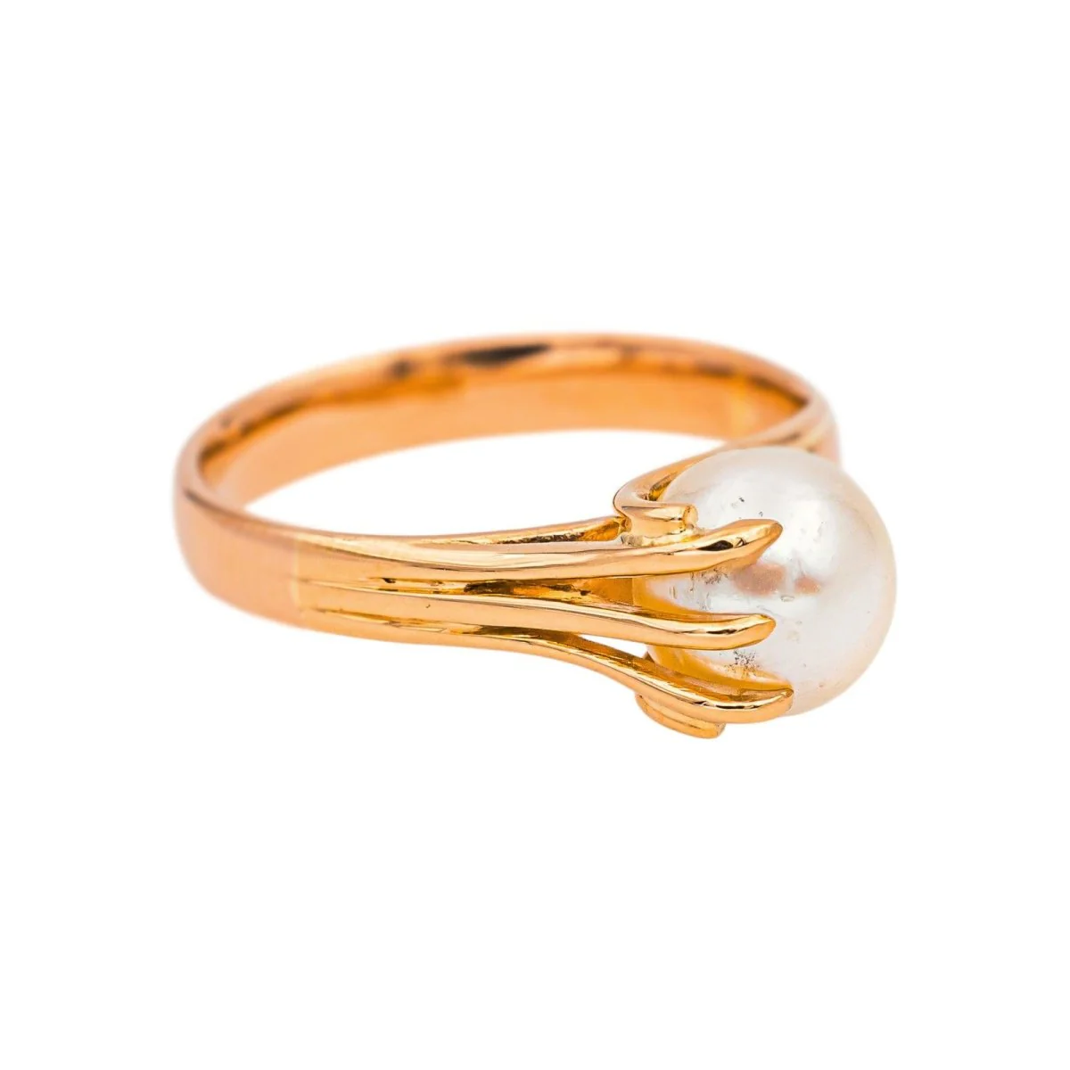 Bague Solitaire en or rose et perle - Image 6