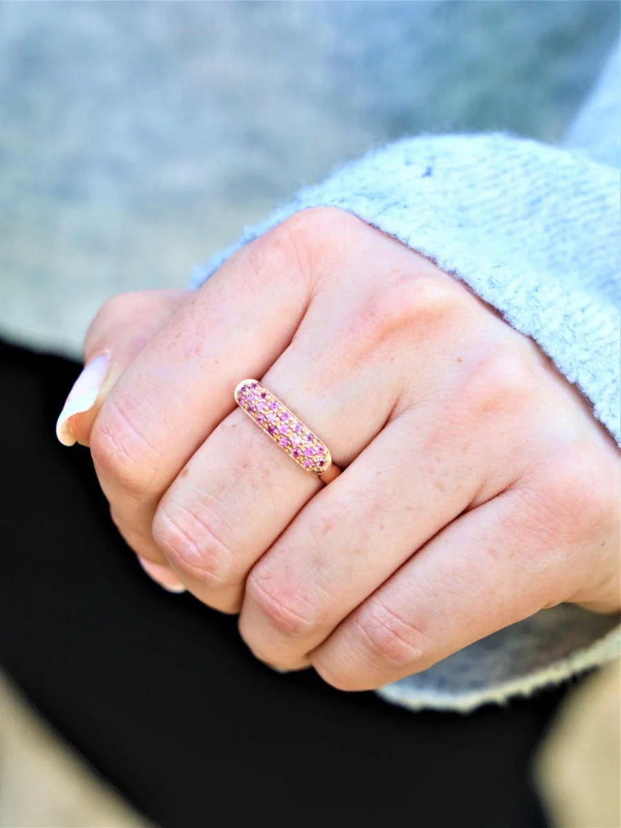 Bague Or rose Saphir - Image 2