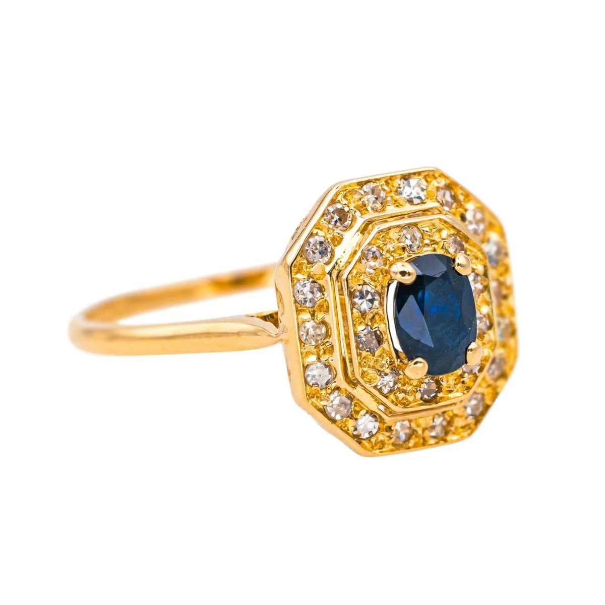 Bague Cocktail en or rose, saphir et diamants - Image 6