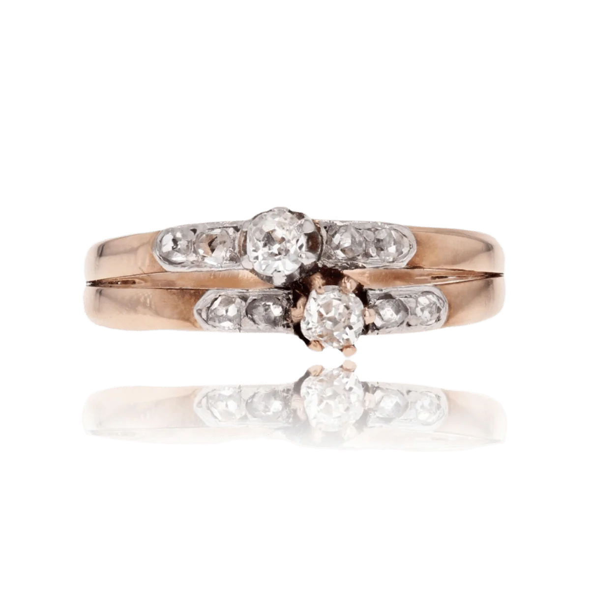 Bague Toi & Moi en or rose et diamants