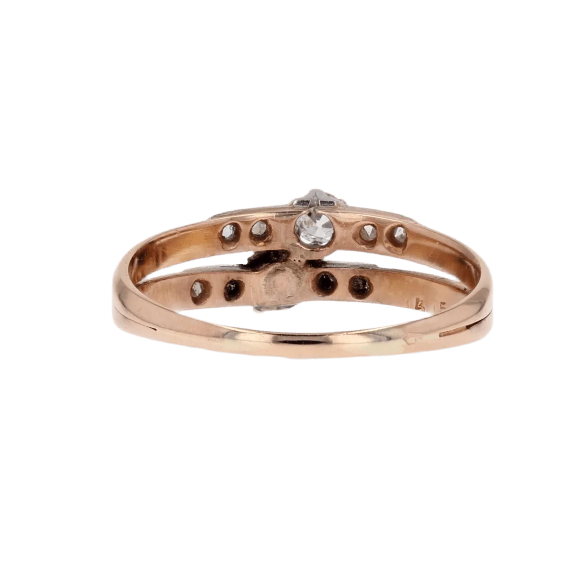 Bague Toi & Moi en or rose et diamants - Image 4