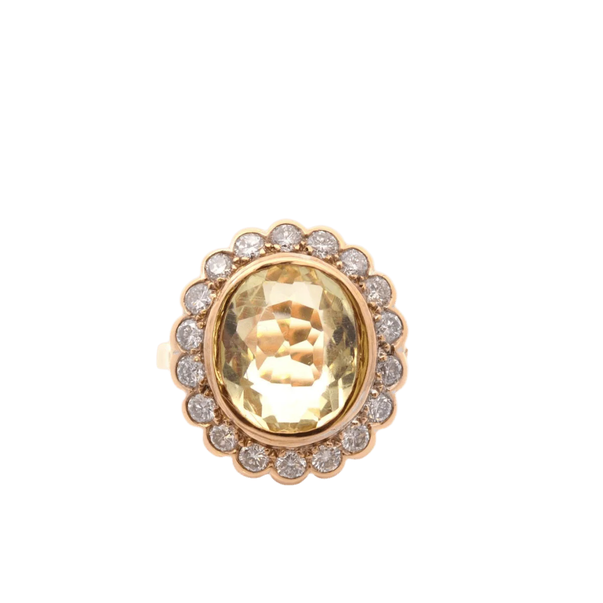 Bague Entourage en or jaune, orthose et diamants