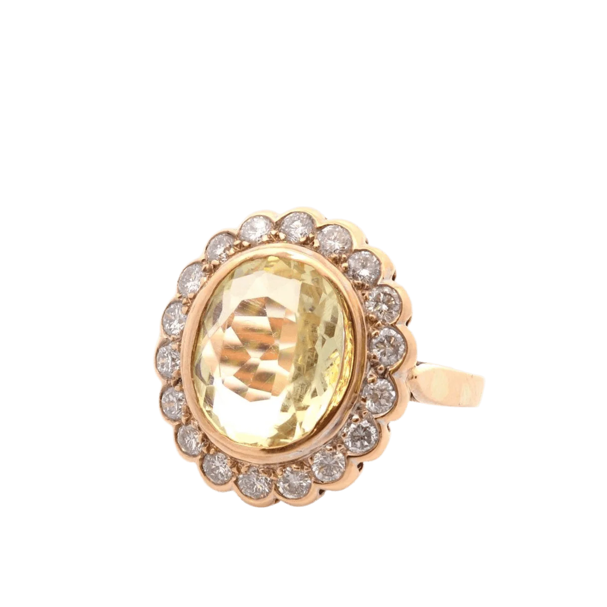 Bague Entourage en or jaune, orthose et diamants - Image 2