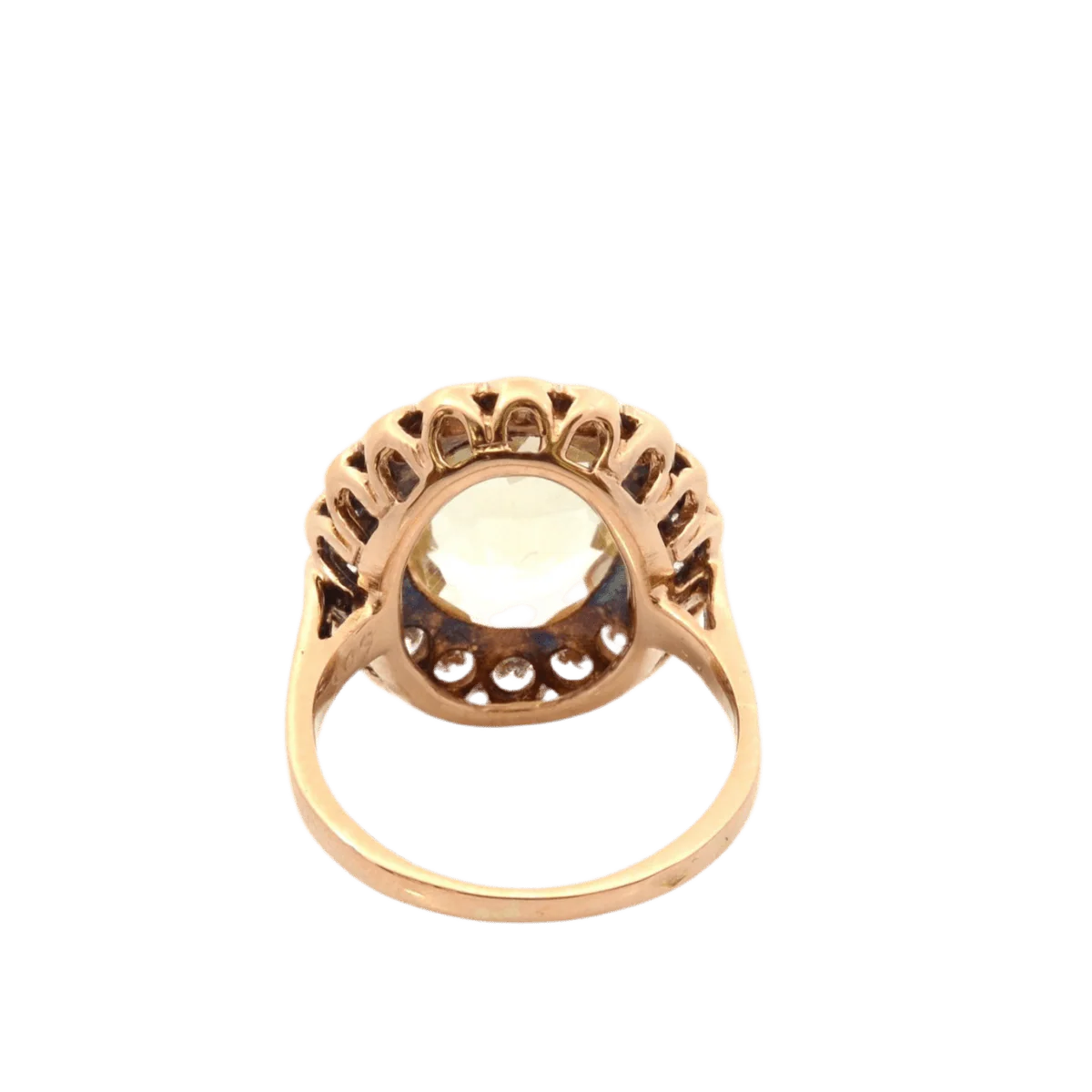 Bague Entourage en or jaune, orthose et diamants - Image 3