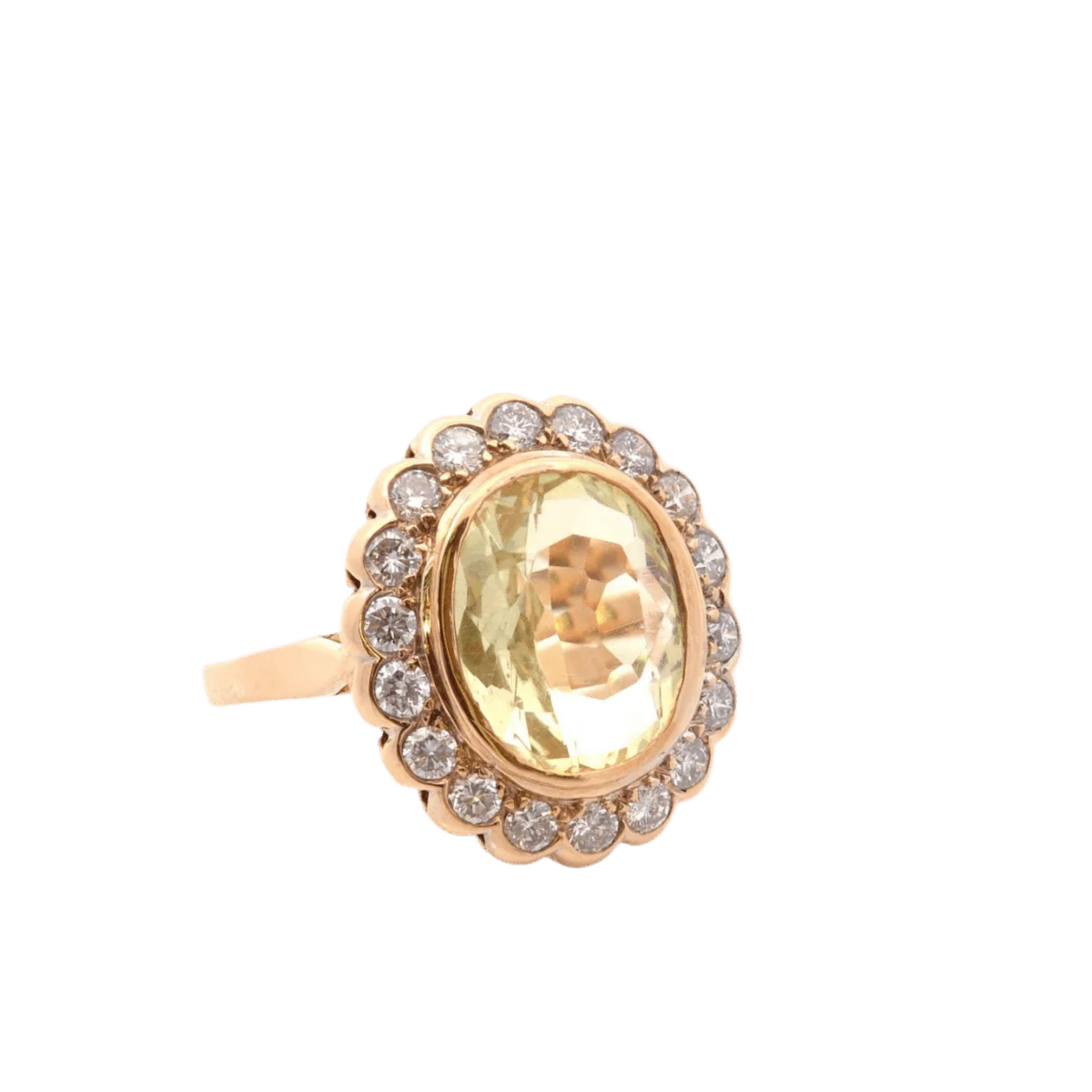 Bague Entourage en or jaune, orthose et diamants - Image 4
