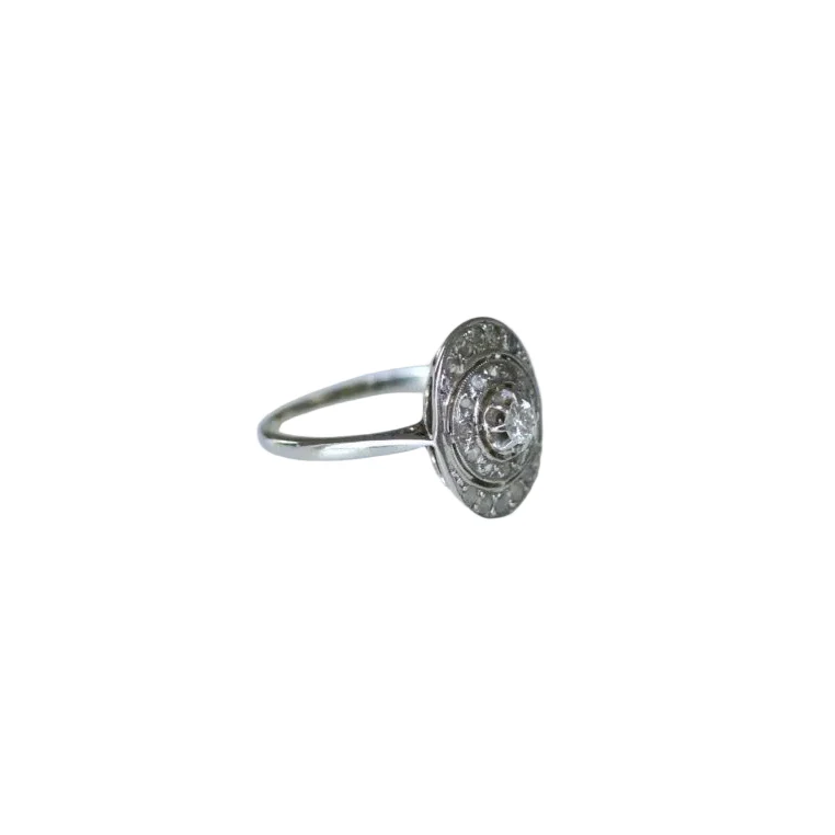 Bague Entourage en or blanc, platine et diamants - Image 5
