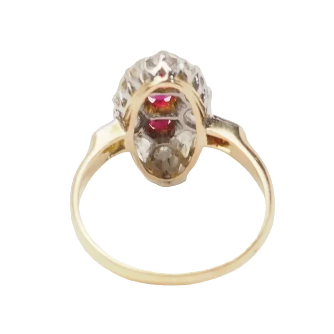 Bague Trilogie en or jaune, rubis et diamants - Image 4