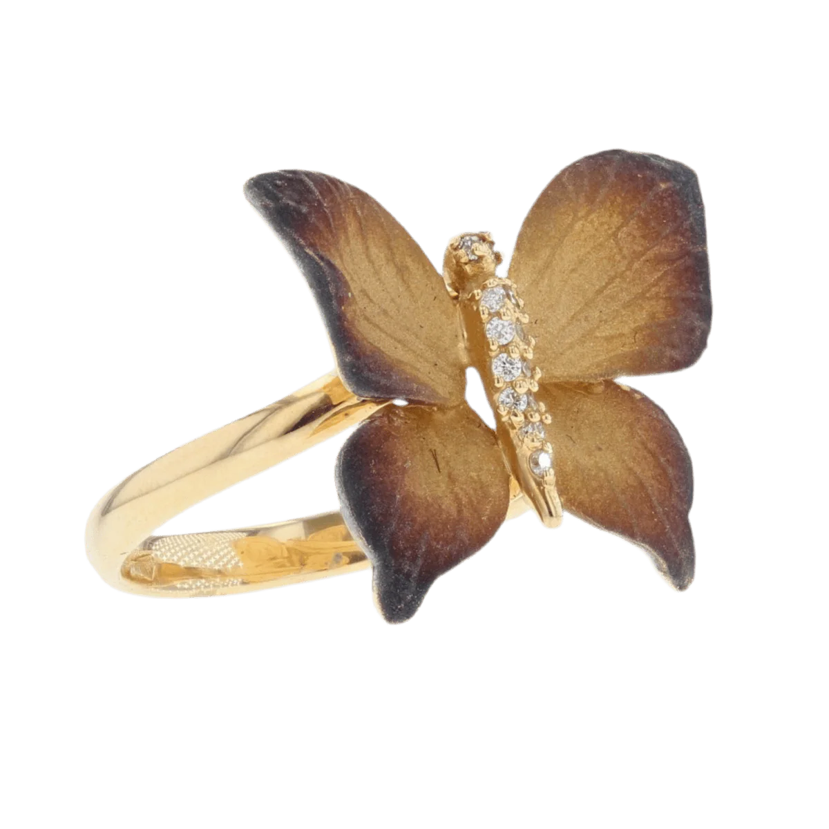 Bague Cocktail en or jaune, émail et diamants - Image 5